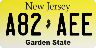 NJ license plate A82AEE