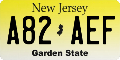 NJ license plate A82AEF