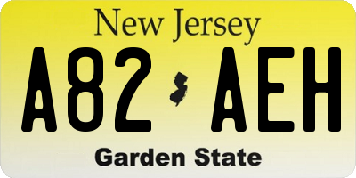 NJ license plate A82AEH