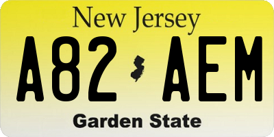 NJ license plate A82AEM