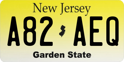 NJ license plate A82AEQ