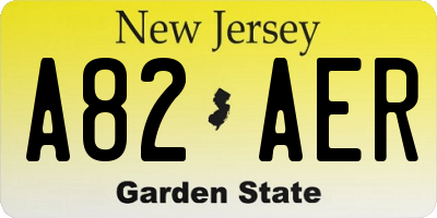 NJ license plate A82AER