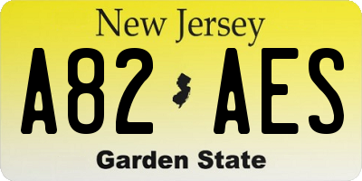 NJ license plate A82AES