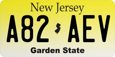 NJ license plate A82AEV
