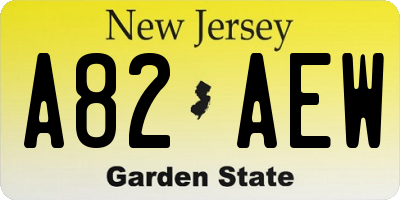 NJ license plate A82AEW
