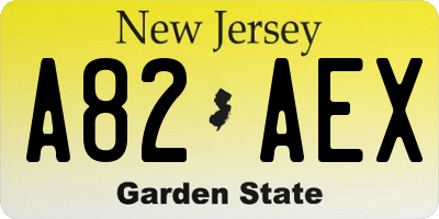 NJ license plate A82AEX