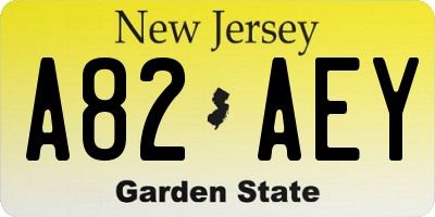 NJ license plate A82AEY
