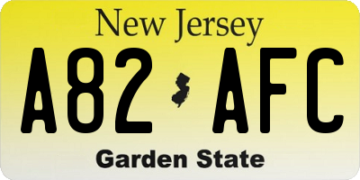 NJ license plate A82AFC
