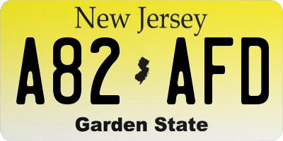 NJ license plate A82AFD