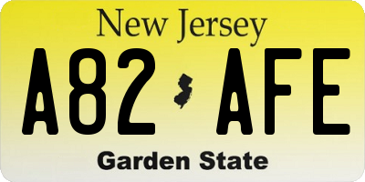 NJ license plate A82AFE