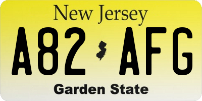 NJ license plate A82AFG