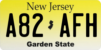 NJ license plate A82AFH