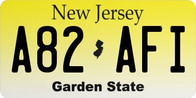 NJ license plate A82AFI