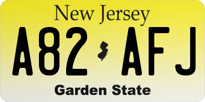 NJ license plate A82AFJ