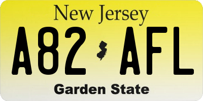 NJ license plate A82AFL