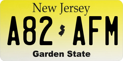 NJ license plate A82AFM