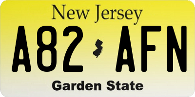 NJ license plate A82AFN