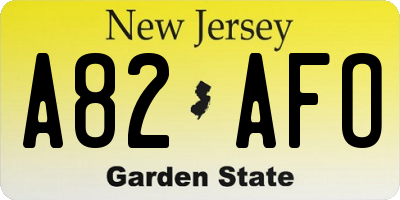 NJ license plate A82AFO