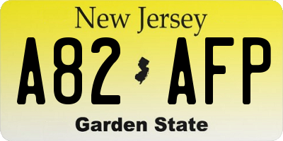 NJ license plate A82AFP