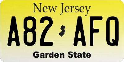 NJ license plate A82AFQ