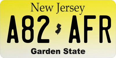 NJ license plate A82AFR