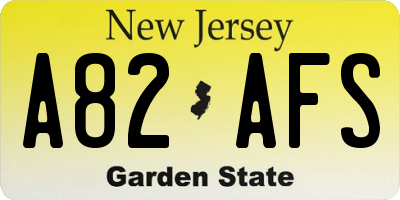NJ license plate A82AFS
