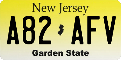 NJ license plate A82AFV