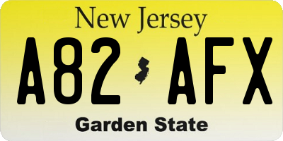 NJ license plate A82AFX