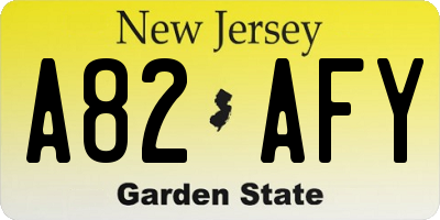 NJ license plate A82AFY