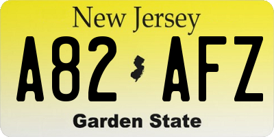NJ license plate A82AFZ