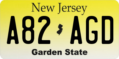 NJ license plate A82AGD