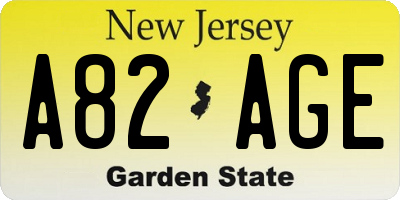 NJ license plate A82AGE