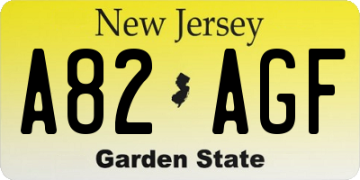 NJ license plate A82AGF
