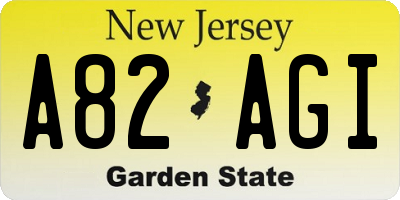 NJ license plate A82AGI