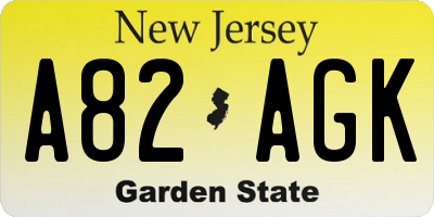 NJ license plate A82AGK