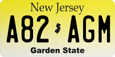 NJ license plate A82AGM