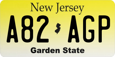 NJ license plate A82AGP