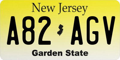 NJ license plate A82AGV