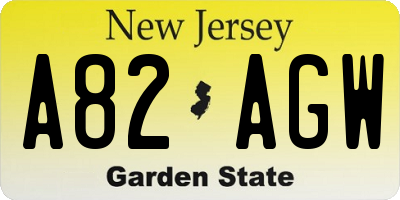 NJ license plate A82AGW
