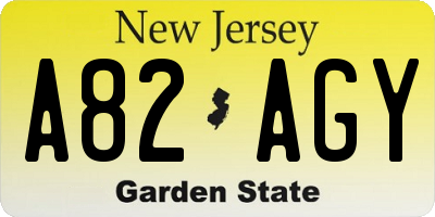 NJ license plate A82AGY