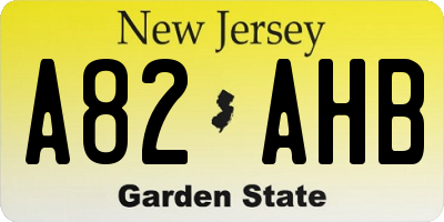 NJ license plate A82AHB