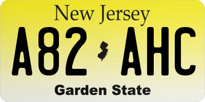 NJ license plate A82AHC