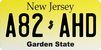 NJ license plate A82AHD