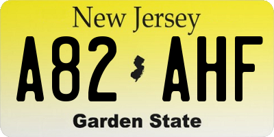 NJ license plate A82AHF