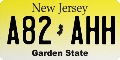 NJ license plate A82AHH