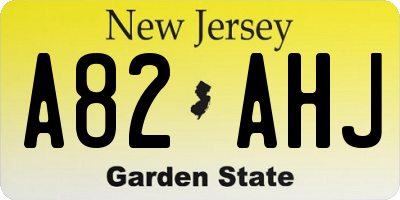 NJ license plate A82AHJ