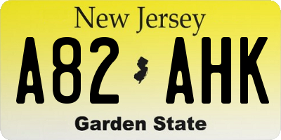 NJ license plate A82AHK
