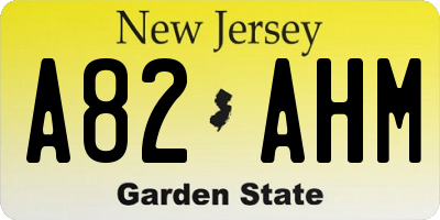 NJ license plate A82AHM