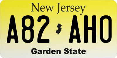 NJ license plate A82AHO