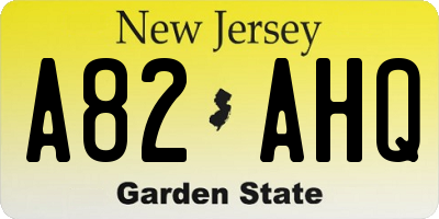 NJ license plate A82AHQ